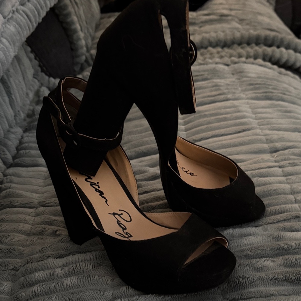 American Rag Black Peep-Toe Heels